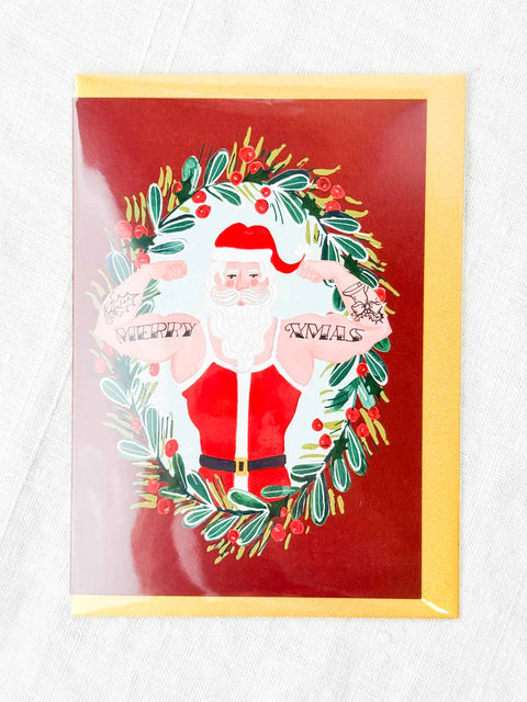 Carte Père noël musclé