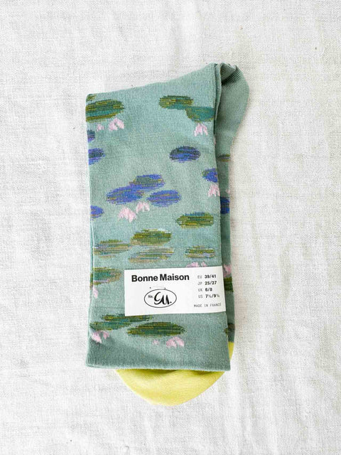 Chaussettes Les nymphéas verts