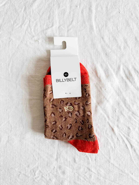Chaussettes Coton Léopard - Marron orange