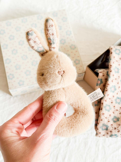 Coffret hochet lapin - Crème