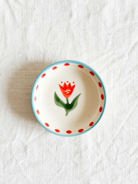 Mini vide poche - Fleurs Rouge Turquoise