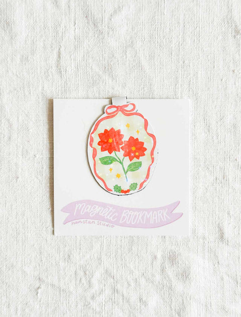 Marque page magnétique - Poinsettia