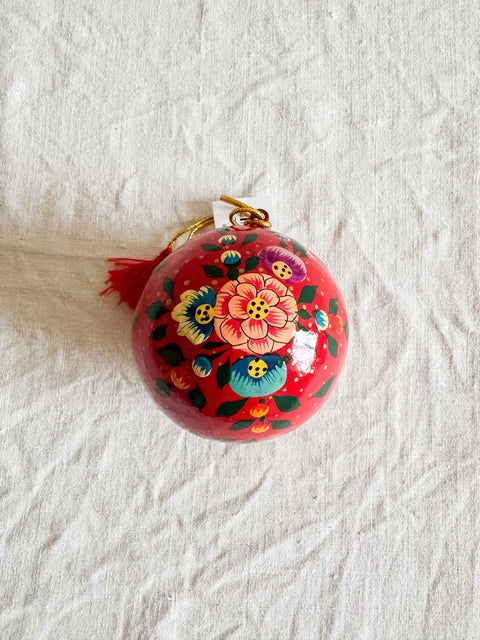 Ornement Boule - Indienne Rouge