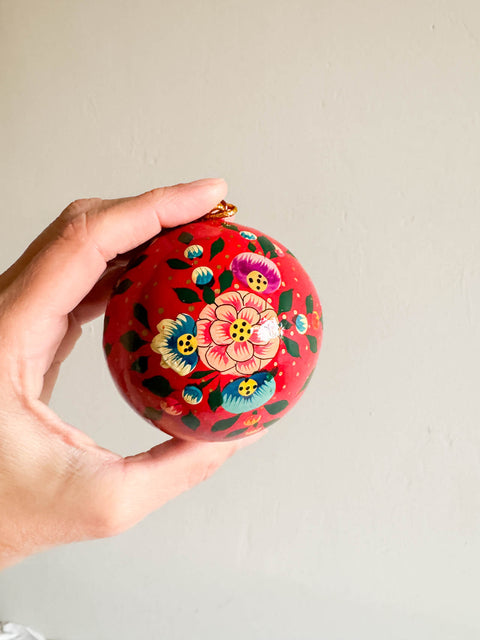 Ornement Boule - Indienne Rouge