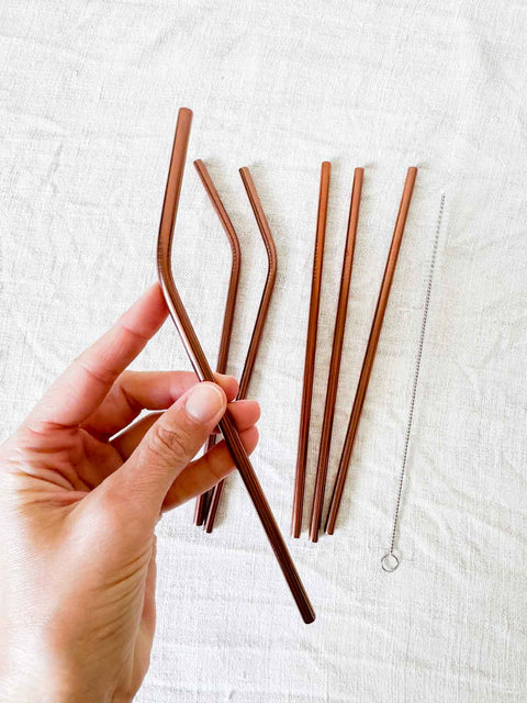 Paille métal rose gold