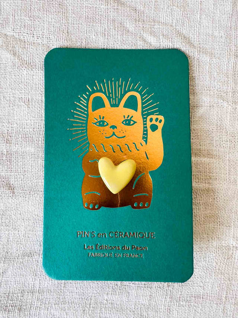 Pin's Lucky cat coeur