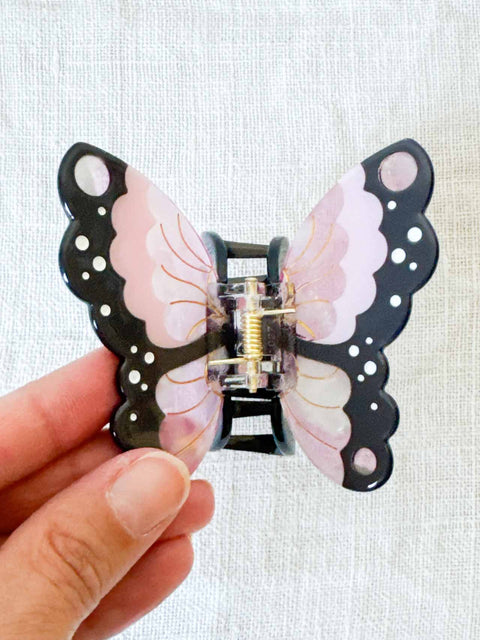 Pince à cheveux Papillon Rose noir