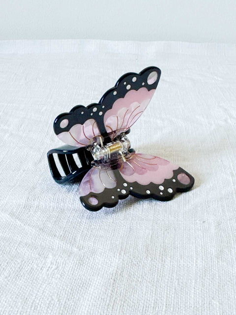 Pince à cheveux Papillon Rose noir