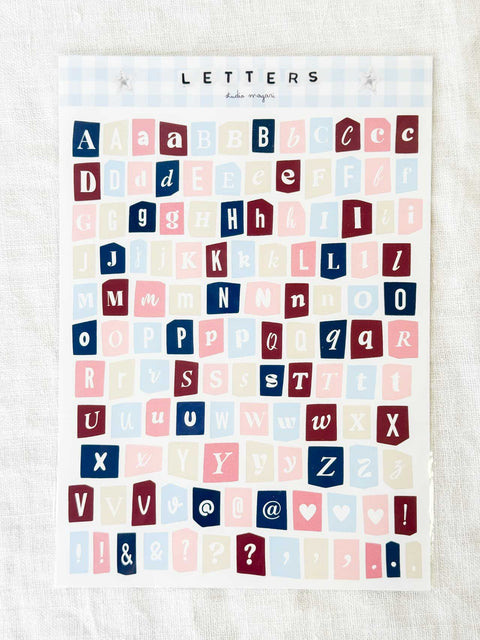 Planche stickers A5 Alphabet cosy