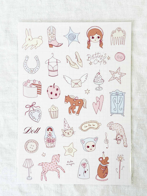 Planche stickers A5 Betty's café