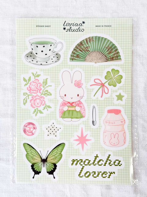 Planche de stickers Matcha lover