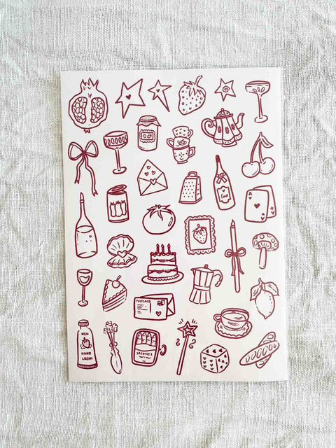 Planche Stickers A5 Doodle pink