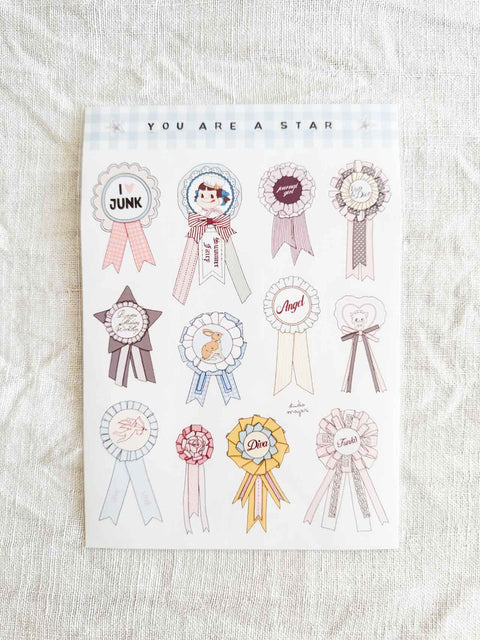 Planche stickers Rosette Ribbon A5