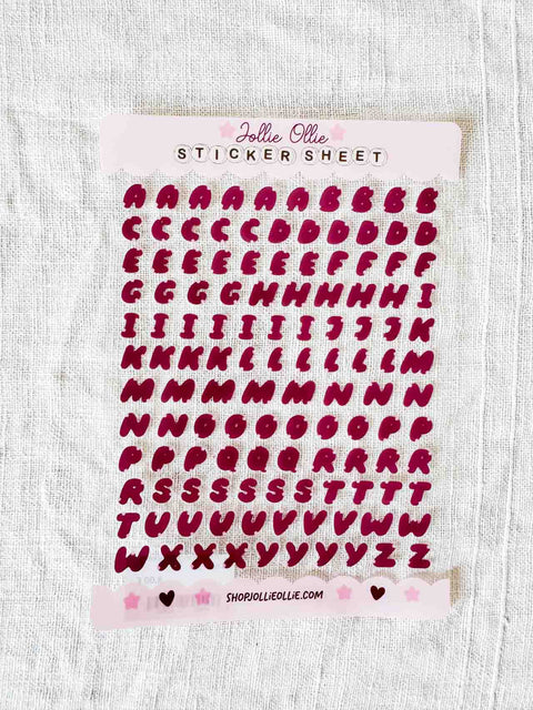 Planche stickers Lettres
