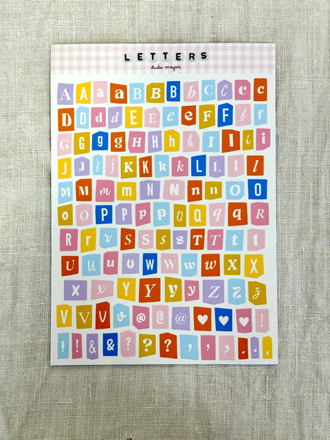 Planche Stickers Rainbow alphabet A5