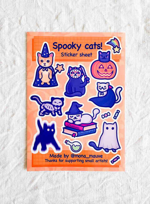 Planche Stickers Spooky cats
