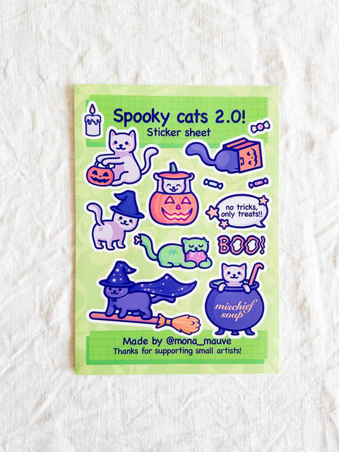 Planche Stickers Spooky cats 2.0