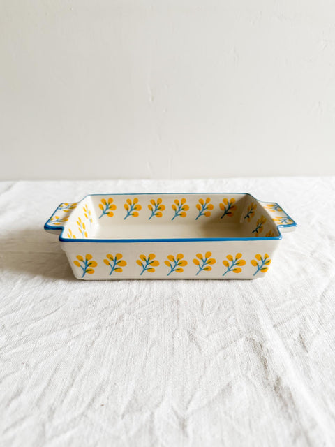 Plat à Gratin - Floral Bleu Jaune
