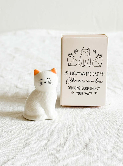 Porte bonheur Chat blanc