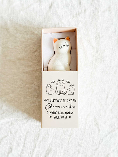 Porte bonheur Chat blanc