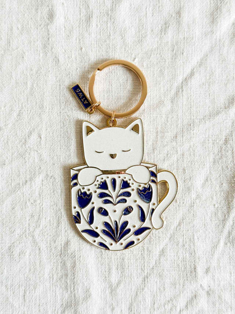 Porte clé - Cat in a mug