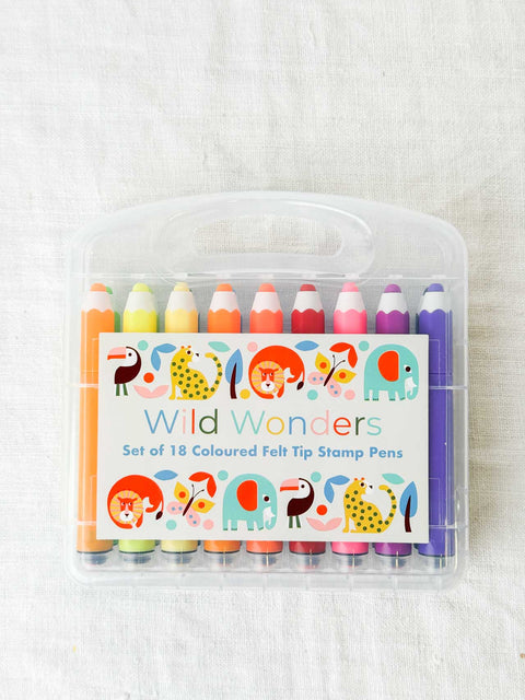 Set 18 feutres couleurs tampons