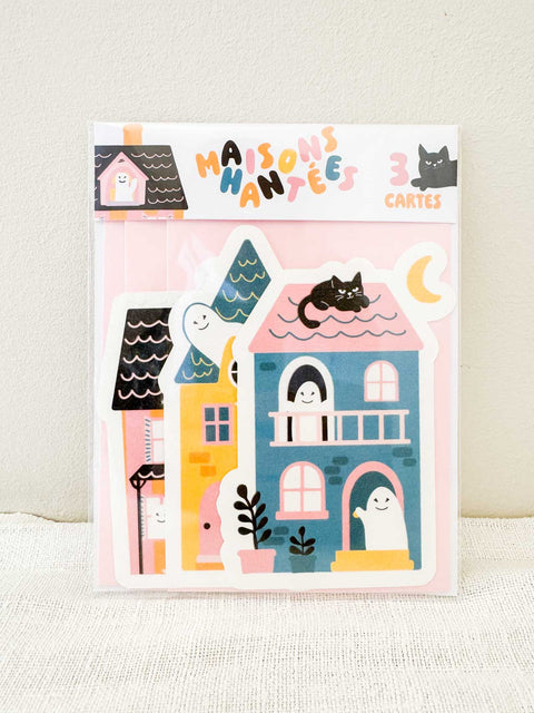 Set de 3 cartes Maison hantés