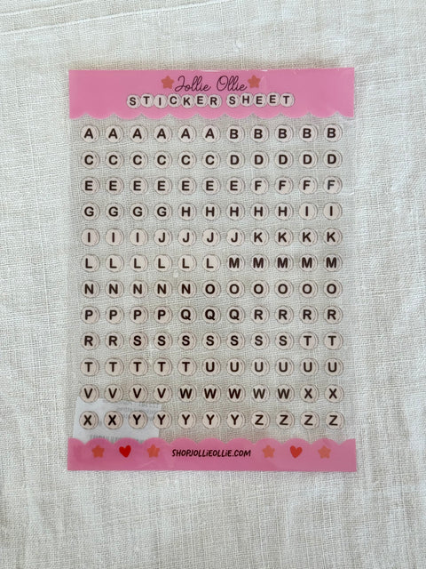 Planche de stickers - Lettres transparentes