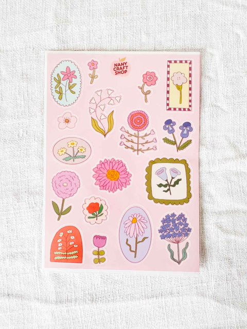 Planche stickers A6 Fleurs dessins