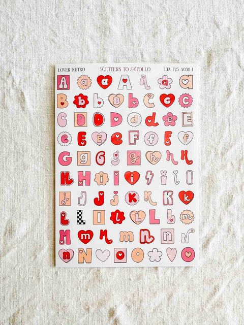 Planche Stickers Lettres Lover retro
