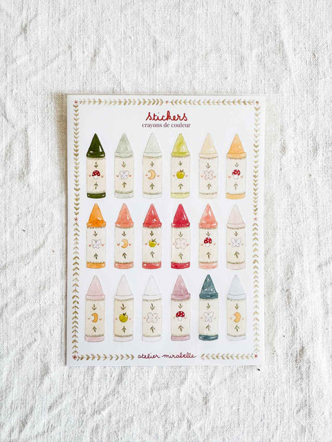 Planche Stickers - Crayons de couleurs