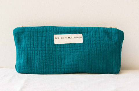 Trousse double gaze - Bleu Canard