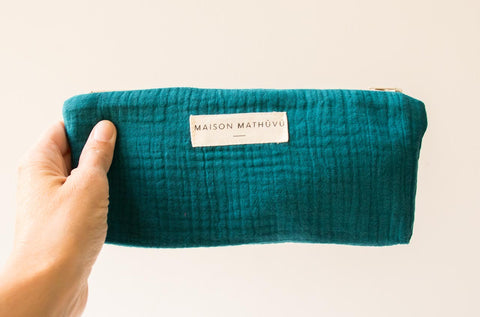 Trousse double gaze - Bleu Canard