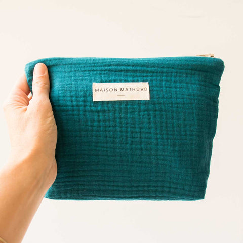 Trousse double gaze - Bleu Canard