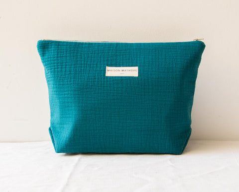 Trousse double gaze - Bleu Canard