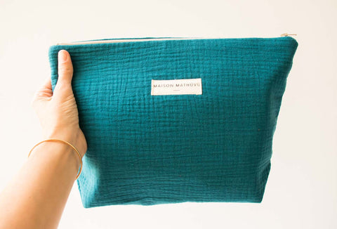 Trousse double gaze - Bleu Canard