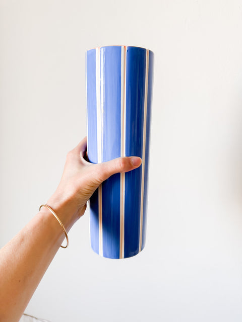 Vase rayé en grès GM