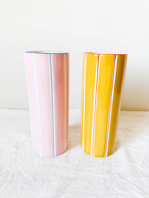 Vase rayé en grès PM
