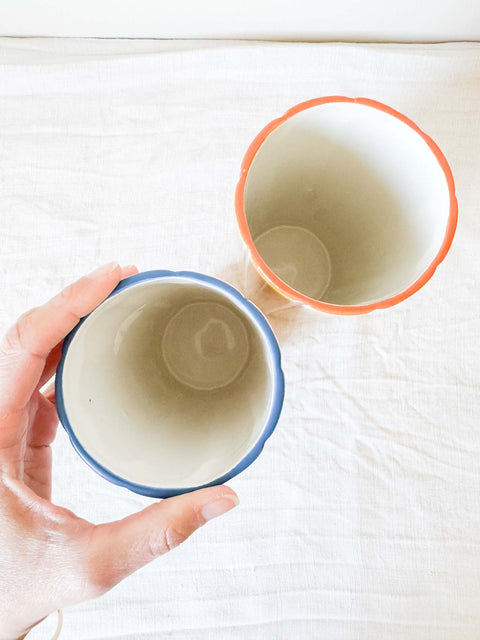 Vase rayé en grès PM