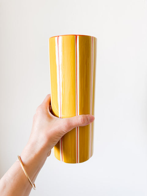Vase rayé en grès PM