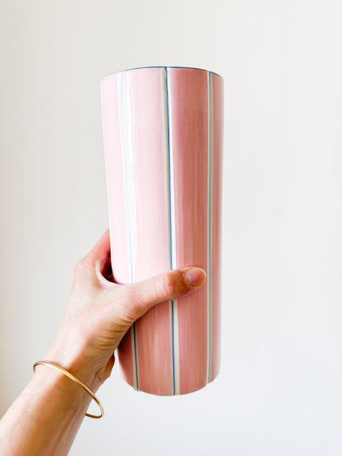 Vase rayé en grès PM