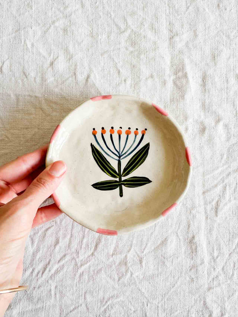 Vide poche Fleur - Rose Rouge et Vert