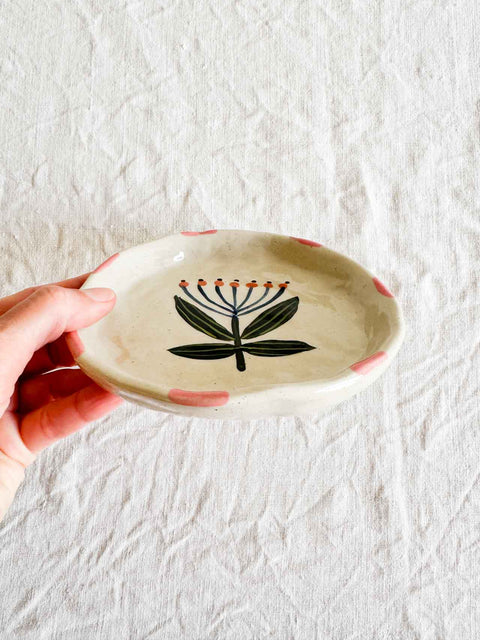 Vide poche Fleur - Rose Rouge et Vert