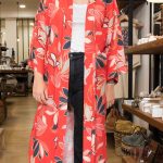 Kimono long - Fleur rouge Maison ma bille - maison mathuvu